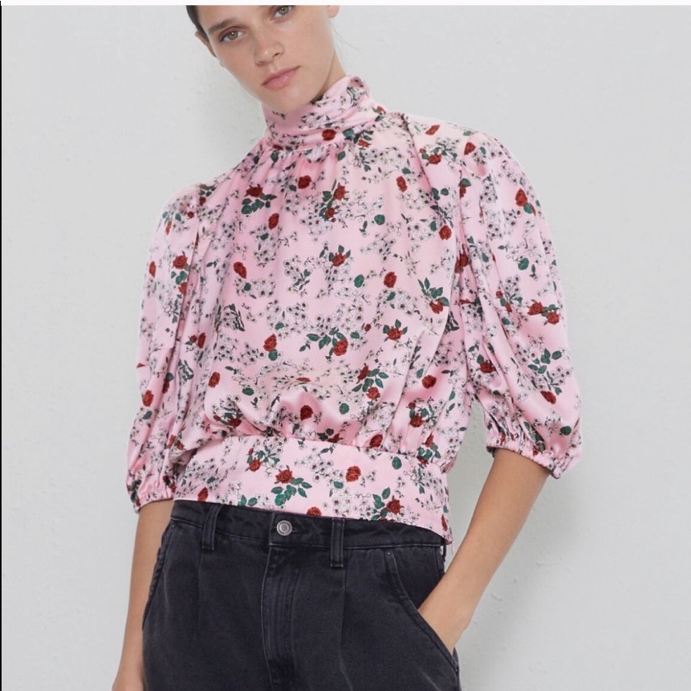 Zara Pink Floral Blouse